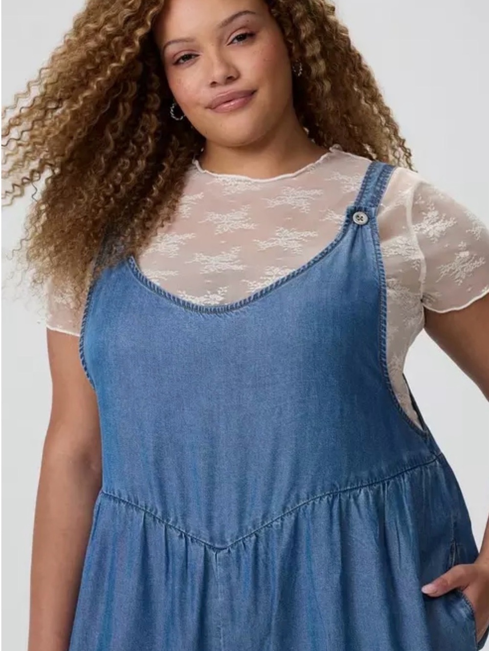 NWOT TORRID Wide-Leg Lightweight Denim Overall SIZE 3 - Picture 2 of 5